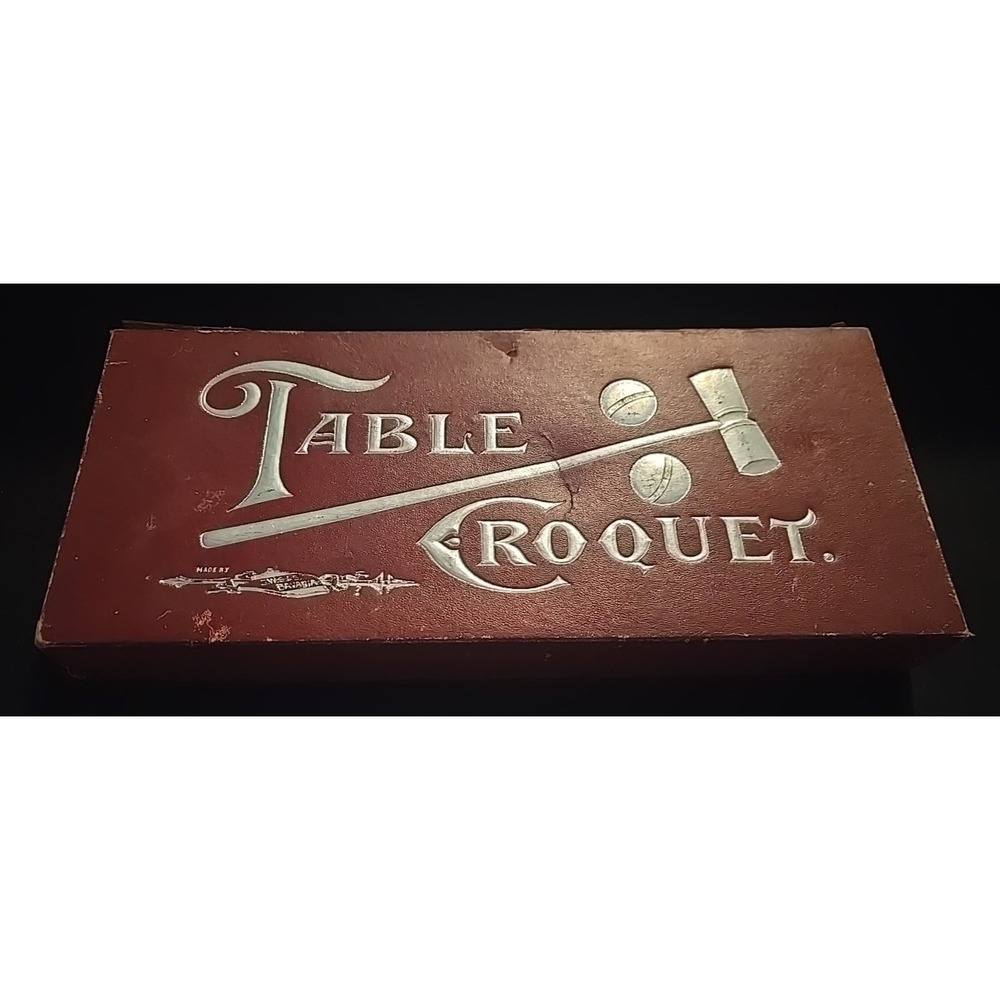 Vintage JWS Table Croquet Set Indoor‎ Miniature Game Complete in Original Box